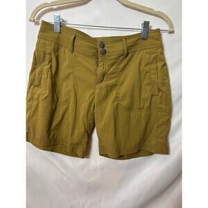 prAna Women’s Size 2 Cargo Utility Shorts Yellow Outdoor Hiking Casual $55